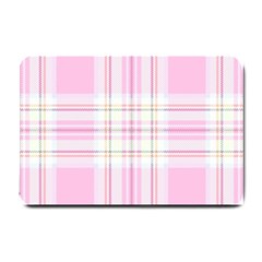 Pink Pastel Plaid Small Doormat  by allthingseveryone