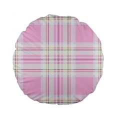 Pink Pastel Plaid Standard 15  Premium Round Cushions by allthingseveryone