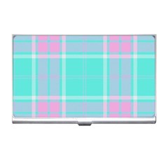 Blue And Pink Pastel Plaid Business Card Holders by allthingseveryone