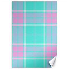 Blue And Pink Pastel Plaid Canvas 20  X 30   by allthingseveryone