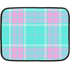 Blue And Pink Pastel Plaid Double Sided Fleece Blanket (mini)  by allthingseveryone