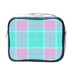 Blue And Pink Pastel Plaid Mini Toiletries Bags by allthingseveryone