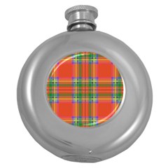 Orange And Green Plaid Round Hip Flask (5 Oz) by allthingseveryone