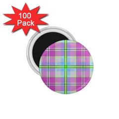 Pink And Blue Plaid 1 75  Magnets (100 Pack)  by allthingseveryone