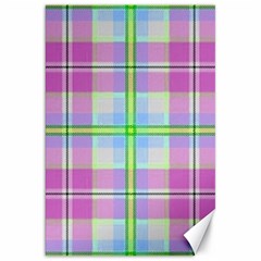 Pink And Blue Plaid Canvas 20  X 30   by allthingseveryone