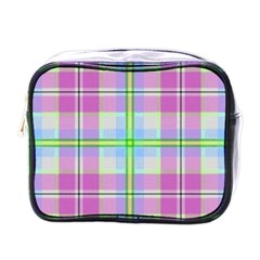 Pink And Blue Plaid Mini Toiletries Bags by allthingseveryone