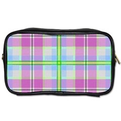Pink And Blue Plaid Toiletries Bags 2-side by allthingseveryone