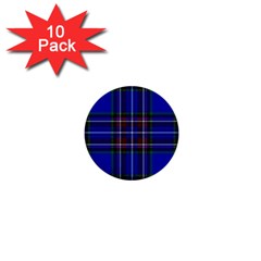 Bright Blue Plaid 1  Mini Buttons (10 Pack)  by allthingseveryone