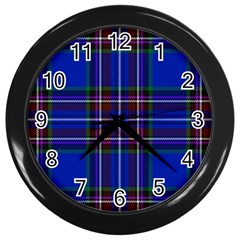 Bright Blue Plaid Wall Clocks (black) by allthingseveryone