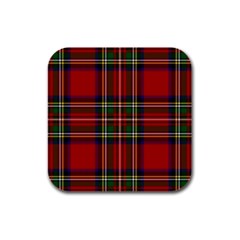 Red Tartan Plaid Rubber Square Coaster (4 Pack)  by allthingseveryone