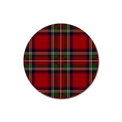 Red Tartan Plaid Rubber Round Coaster (4 Pack)  by allthingseveryone
