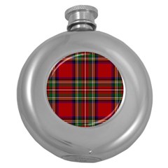 Red Tartan Plaid Round Hip Flask (5 Oz) by allthingseveryone