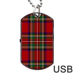 Red Tartan Plaid Dog Tag Usb Flash (one Side) by allthingseveryone