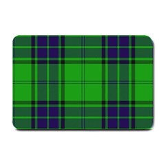 Green And Blue Plaid Small Doormat  by allthingseveryone