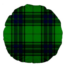 Green And Blue Plaid Large 18  Premium Flano Round Cushions by allthingseveryone