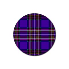 Purple Tartan Plaid Rubber Round Coaster (4 Pack)  by allthingseveryone