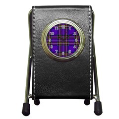 Purple Tartan Plaid Pen Holder Desk Clocks by allthingseveryone