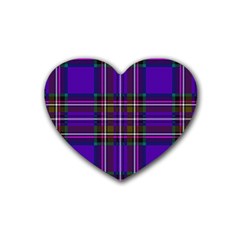 Purple Tartan Plaid Rubber Coaster (heart)  by allthingseveryone