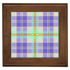 Blue And Yellow Plaid Framed Tiles