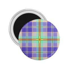 Blue And Yellow Plaid 2 25  Magnets by allthingseveryone