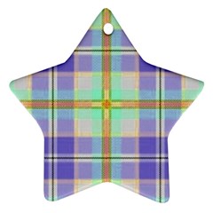 Blue And Yellow Plaid Ornament (Star)