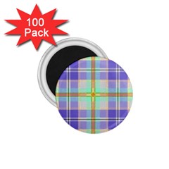 Blue And Yellow Plaid 1.75  Magnets (100 pack) 