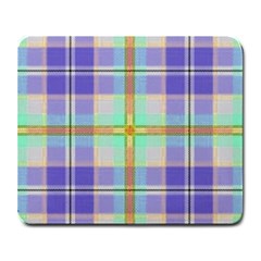 Blue And Yellow Plaid Large Mousepads