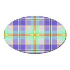 Blue And Yellow Plaid Oval Magnet