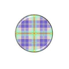 Blue And Yellow Plaid Hat Clip Ball Marker (4 pack)