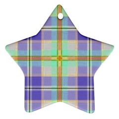 Blue And Yellow Plaid Star Ornament (Two Sides)