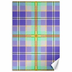 Blue And Yellow Plaid Canvas 12  x 18  