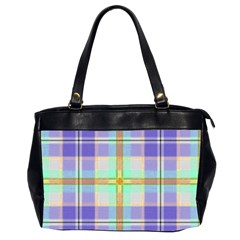 Blue And Yellow Plaid Office Handbags (2 Sides) 