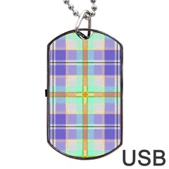Blue And Yellow Plaid Dog Tag Usb Flash (two Sides) by allthingseveryone