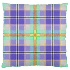 Blue And Yellow Plaid Large Cushion Case (One Side)