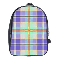 Blue And Yellow Plaid School Bag (XL)