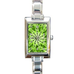 Lime Green Starburst Fractal Rectangle Italian Charm Watch