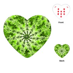 Lime Green Starburst Fractal Playing Cards (heart)  by allthingseveryone