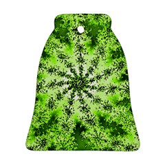 Lime Green Starburst Fractal Bell Ornament (two Sides) by allthingseveryone