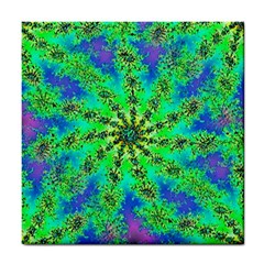 Green Psychedelic Starburst Fractal Tile Coasters by allthingseveryone