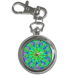 Green Psychedelic Starburst Fractal Key Chain Watches by allthingseveryone