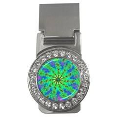 Green Psychedelic Starburst Fractal Money Clips (cz)  by allthingseveryone