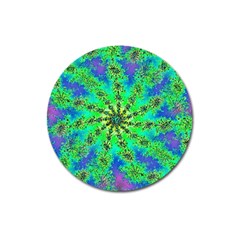 Green Psychedelic Starburst Fractal Magnet 3  (round) by allthingseveryone