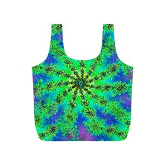 Green Psychedelic Starburst Fractal Full Print Recycle Bags (s)  by allthingseveryone