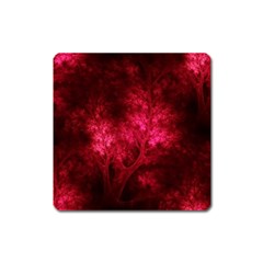 Artsy Red Trees Square Magnet by allthingseveryone