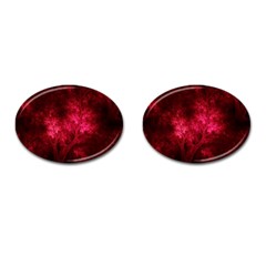 Artsy Red Trees Cufflinks (oval) by allthingseveryone