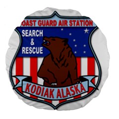 Coast Guard Air Station Kodiak Us Coast Guard Large 18  Premium Flano Round Cushions by Bigfootshirtshop