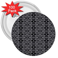 Black And White Ethnic Pattern 3  Buttons (100 Pack)  by dflcprints