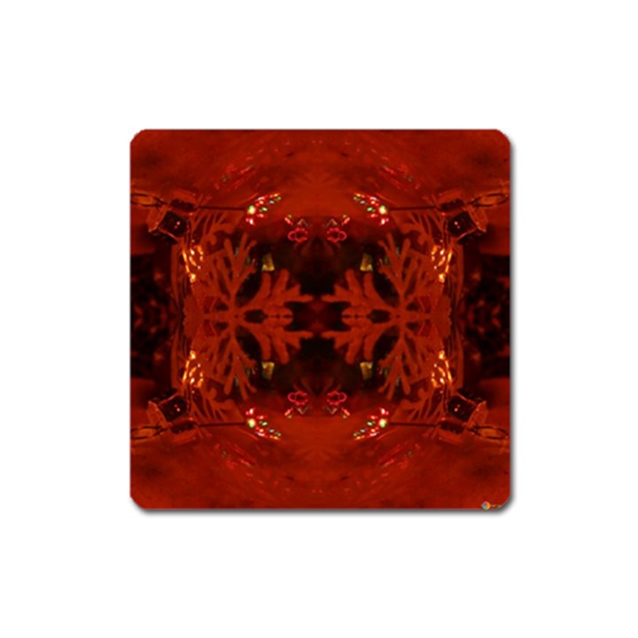 Red Abstract Square Magnet