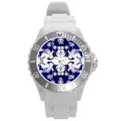 The Effect Of Light  Very Vivid Colours  Fragment Frame Pattern Round Plastic Sport Watch (l) by Celenk
