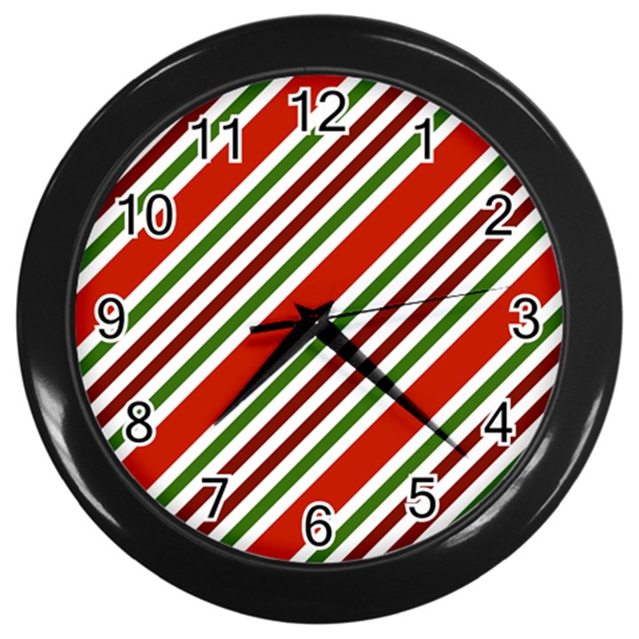 Christmas Color Stripes Wall Clocks (Black)